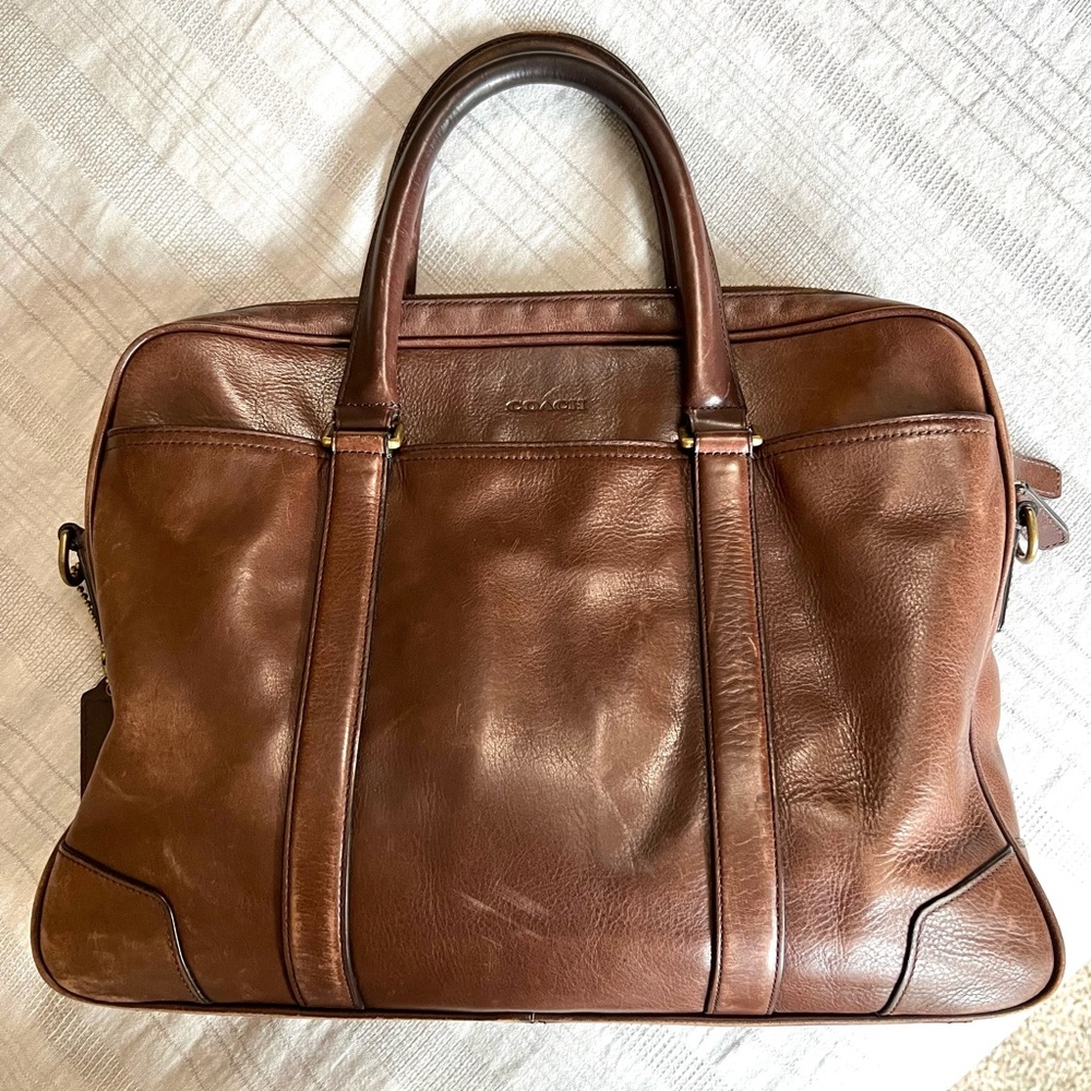 COACH Bleeker Leather Slim Briefcase